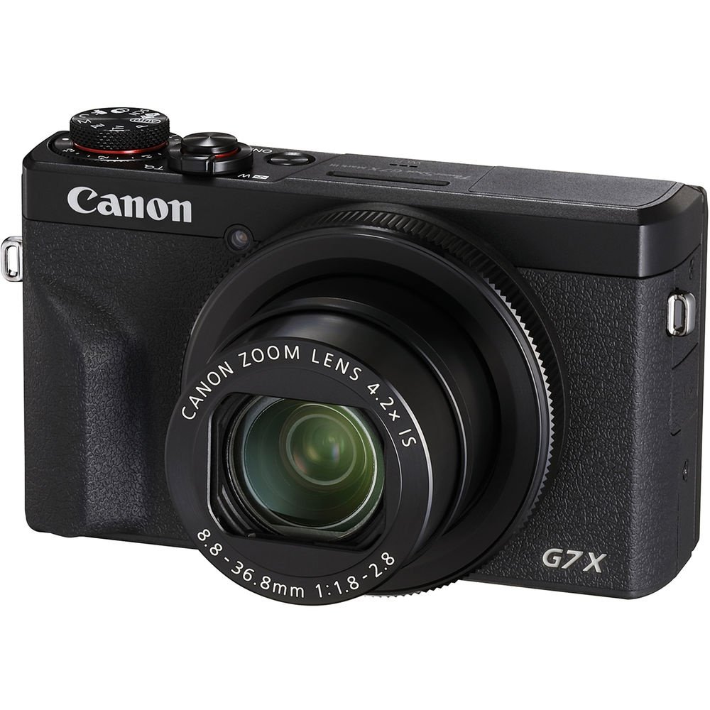 Canon PowerShot G7 X Mark III Digital Camera Black front view on pure white background